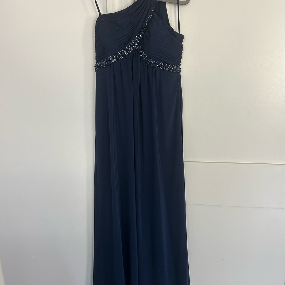 Prom Navy Blue One-Shoulder Dress